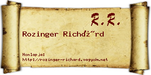 Rozinger Richárd névjegykártya